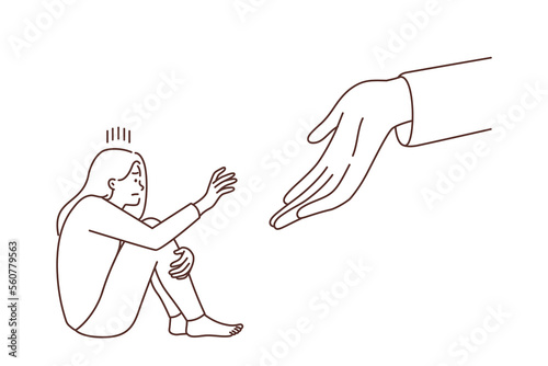 Hand stretch to help woman in depression 