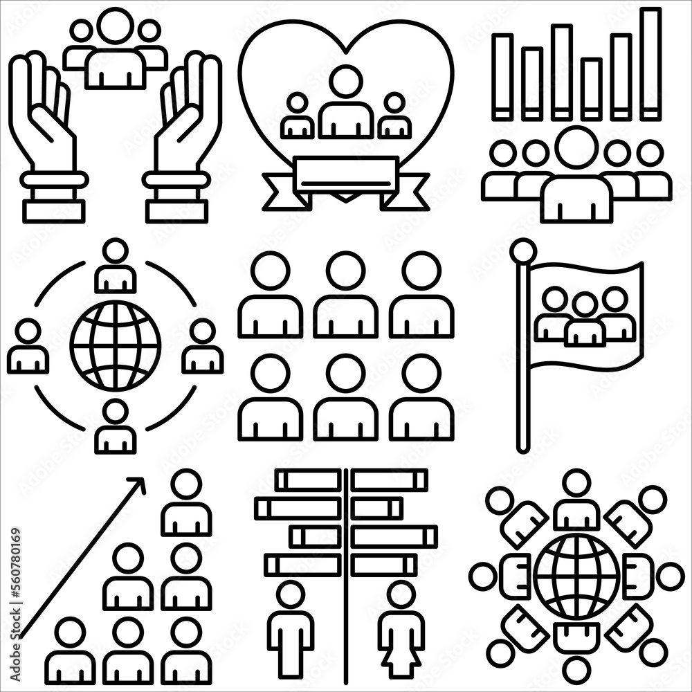 World population day icon outline style part one World population day icon outline style part one