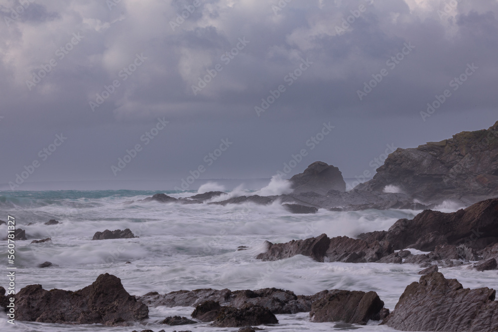 Storm waves crashing onto Cornish Rocks Dollar Cove, The Lizard, Cornwall Storm waves crashing onto Cornish Rocks Dollar Cove, The Lizard, Cornwall