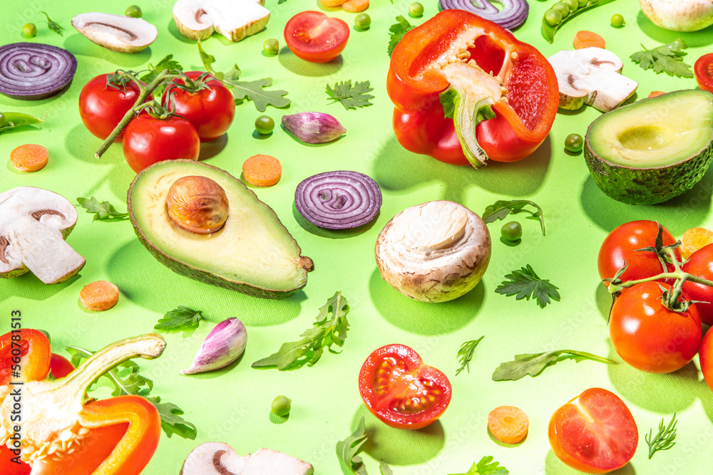 Naklejka premium Various fresh vegetable background