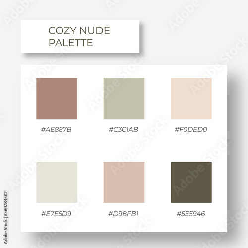 Cozy nude palette. Trendy pallete of color. Cozy color pallete. Swatch summer candy shade tone with hex code. Nft pastel colors. Super trendy color pastel	