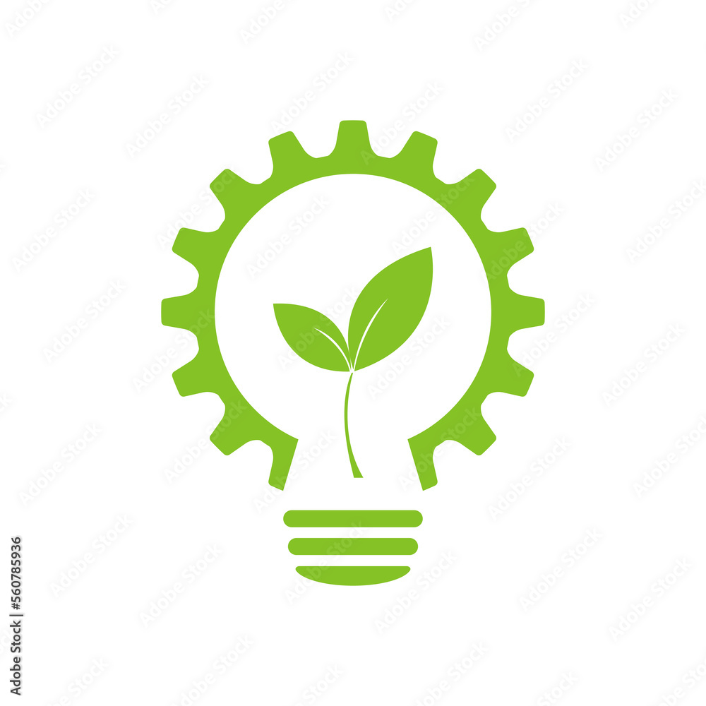Green leaf light lamp energy of nature. Icon. Illustration Green leaf light lamp energy of nature. Icon. Illustration