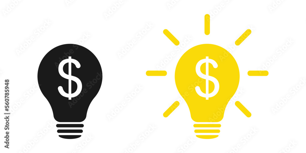 A bulb with a dollar inside. Flat style A bulb with a dollar inside. Flat style