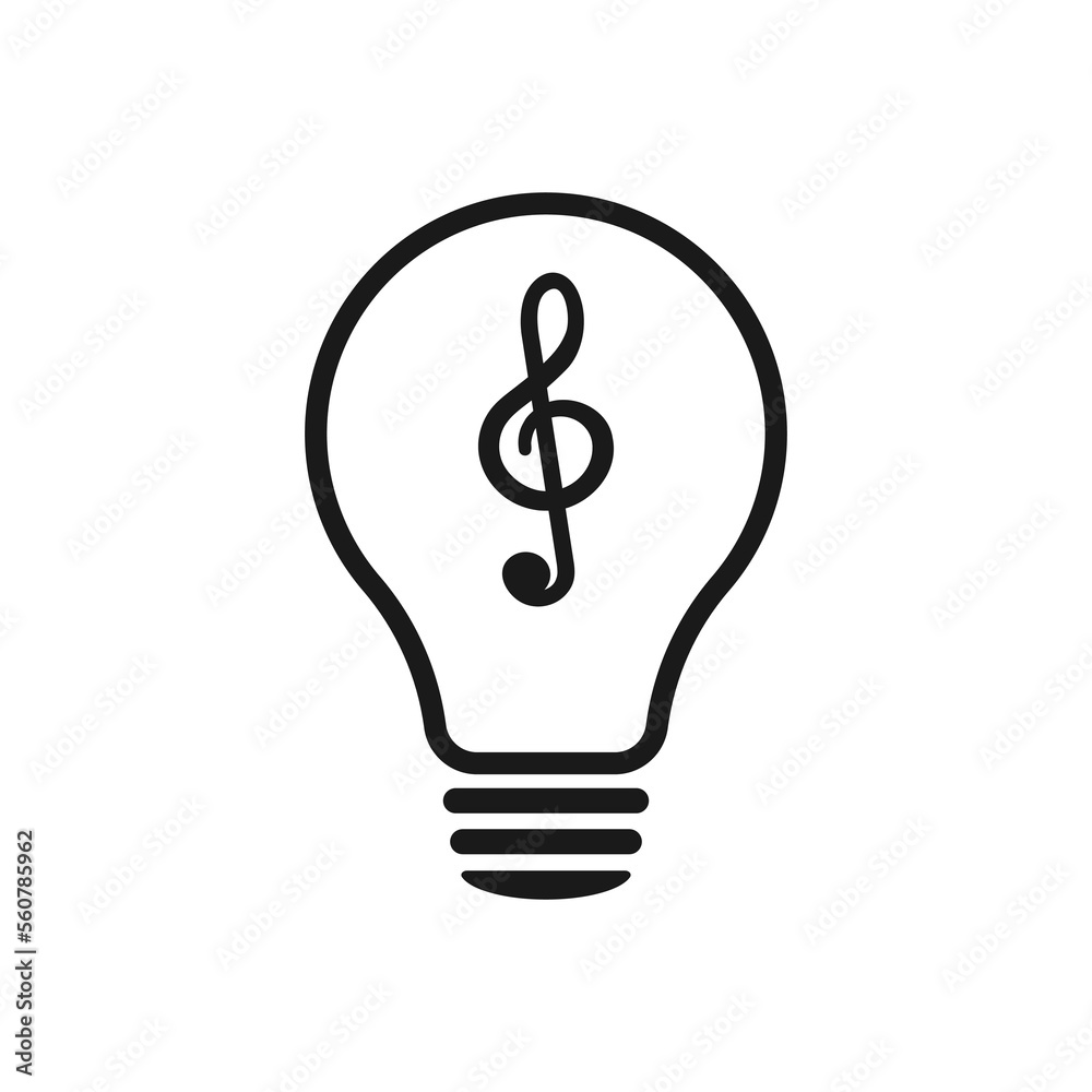 The idea of a creative light bulb with a violin key. The idea of a creative light bulb with a violin key.