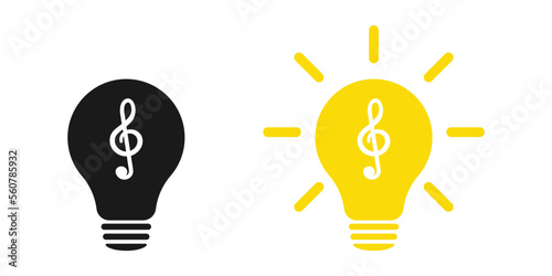 The idea of a creative light bulb with a violin key. A set of Ilyustration
