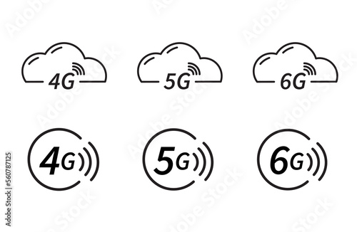 6G icon symbol, 4G 5G vector internet icon set on white background. for icon app web banner logo button - Vector