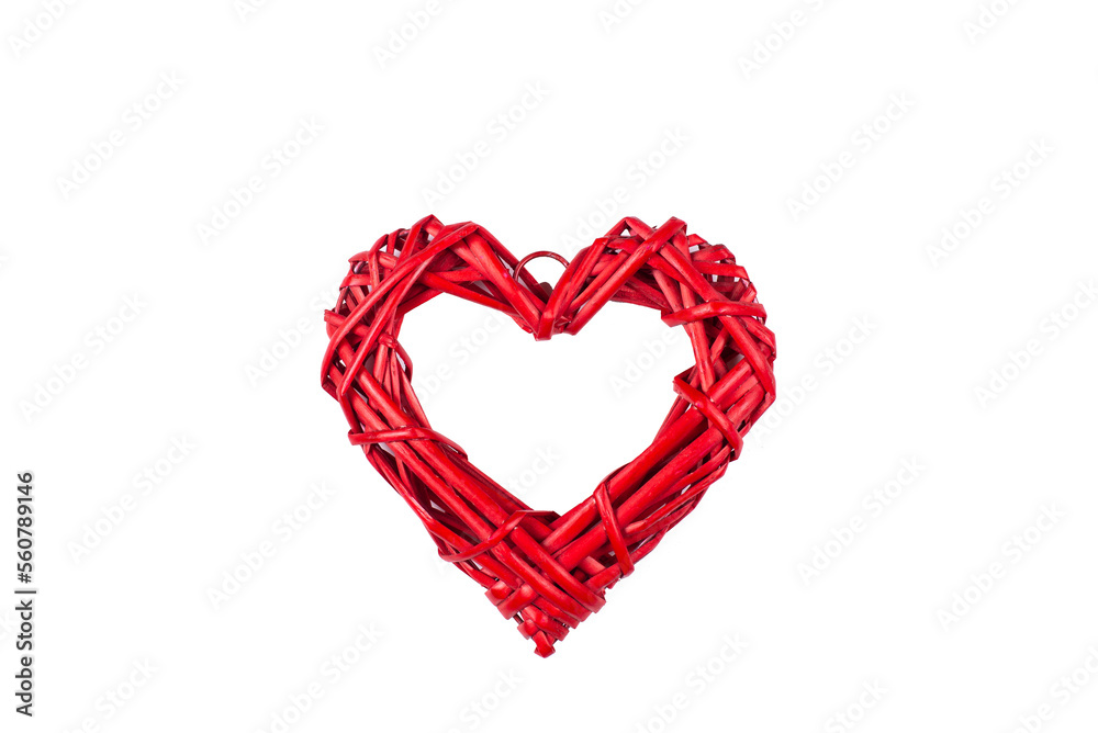 Red heart on a white background. Valentine's day. Symbol of love.