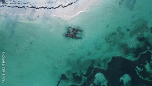 A sunken ship near the beach in Punta Cana 