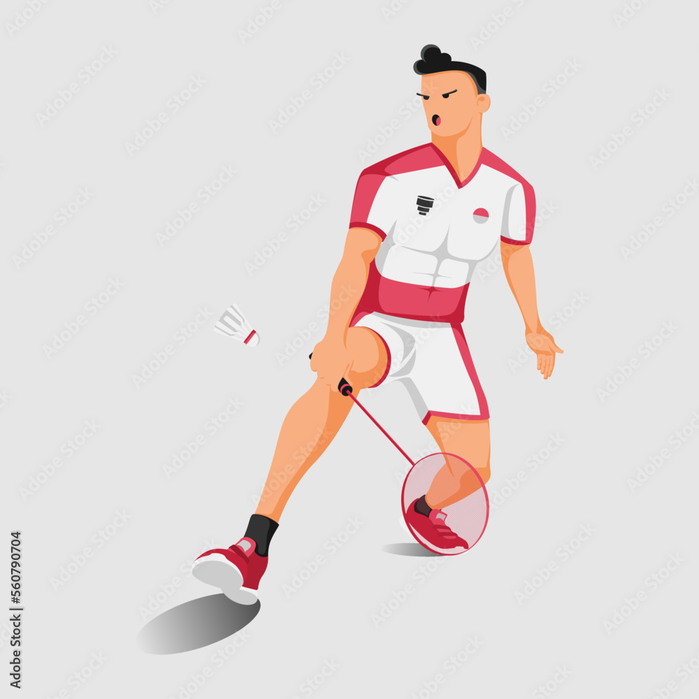 illustration vector graphic of male badminton athlete, Good for badminton sport poster or badminton flyer
