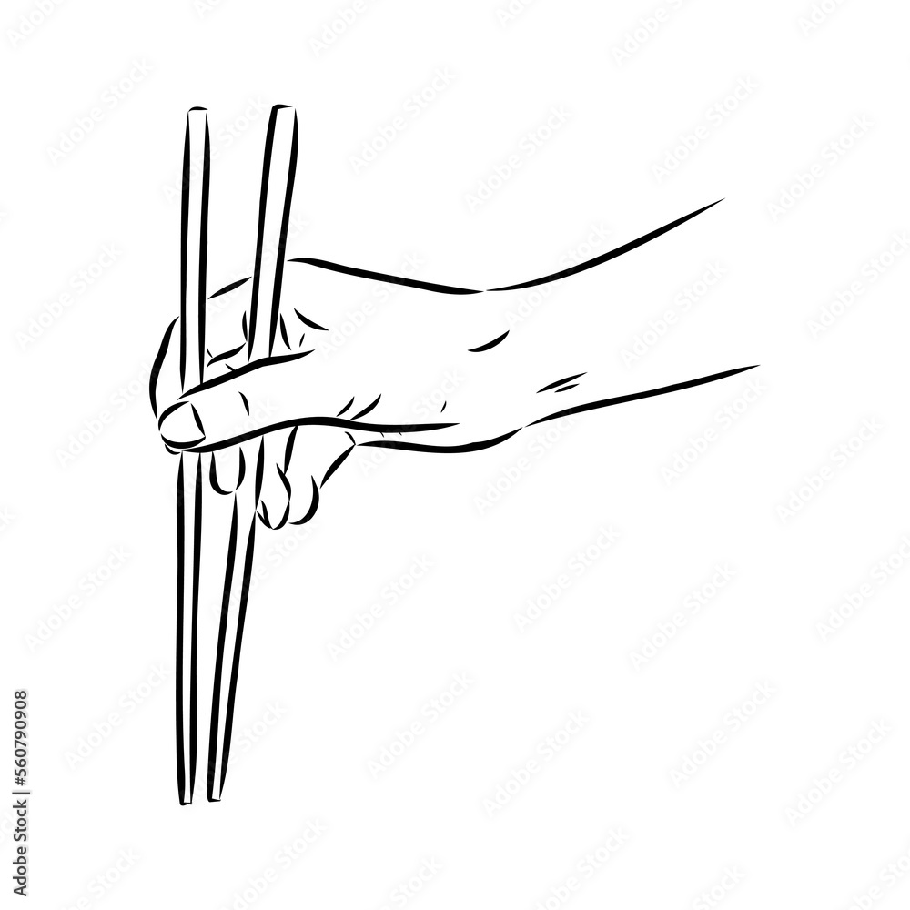 Japanese chopsticks. Hand with Chinese Sticks. Bamboo Chopsticks. Asian
