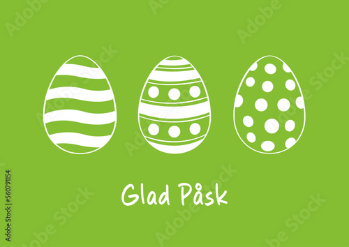 Happy Easter lettering in Swedish (Glad Påsk) with Easter eggs. Vector illustration