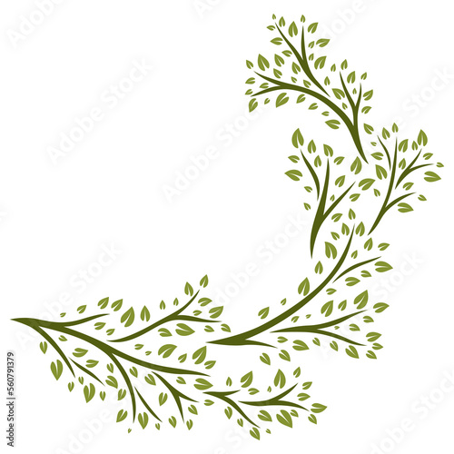 Obraz na plátně Sprigs with green leaves design element. Decorative plants.