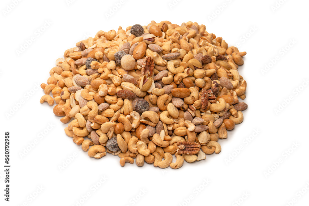 A group of almonds, pistachios, walnuts, macadamia, cashews. A group of almonds, pistachios, walnuts, macadamia, cashews.