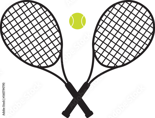 vector crossed tennis rackets and tennis ball