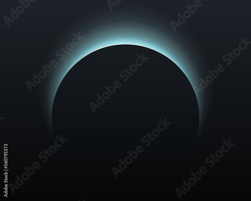 Black geometric abstraction. Dark background. Solar eclipse. Vector design