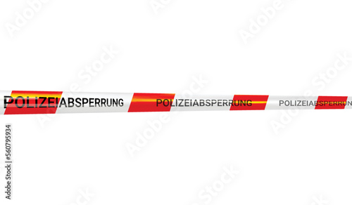 Police cordon vector.Isolated red,white German police tape