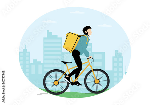Fototapeta Naklejka Na Ścianę i Meble -  person riding a bicycle. delivery bicycle.