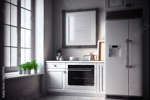 Empty frames in a modern stylish kitchen