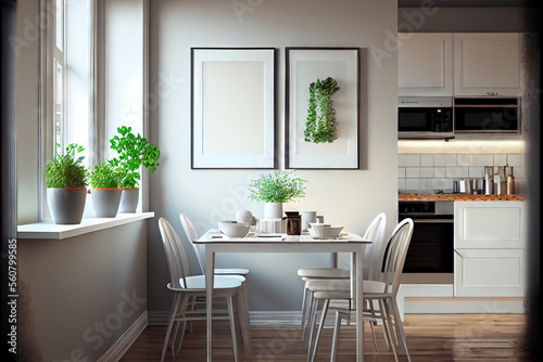 Empty frames in a modern stylish kitchen