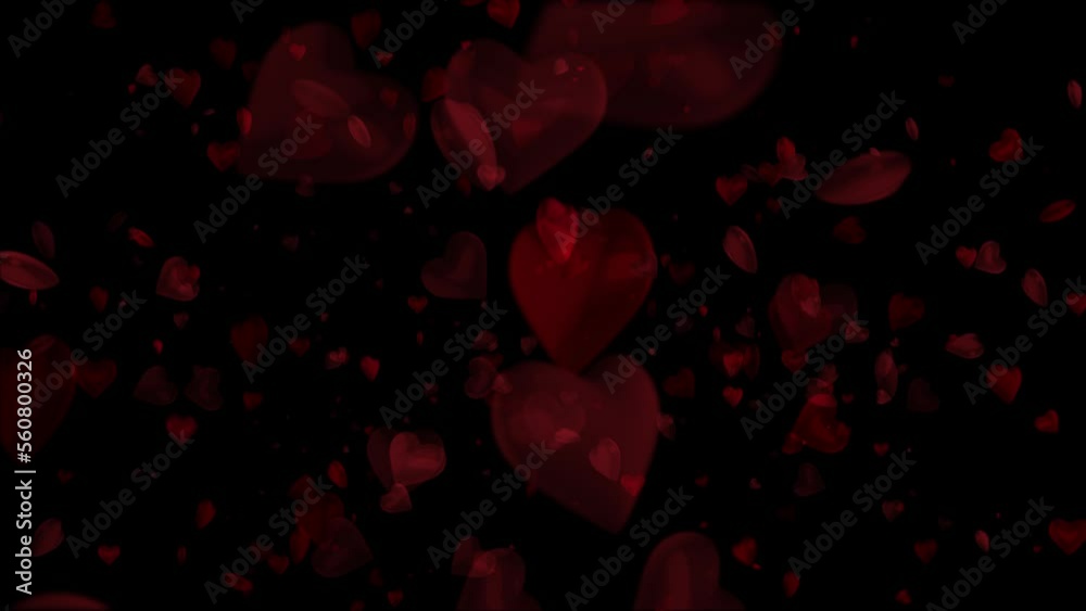 3d Red Love Hearts Overlay Loop