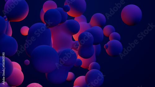 Fotografía Metaverse 3d render morphing animation pink purple abstract metaball metasphere