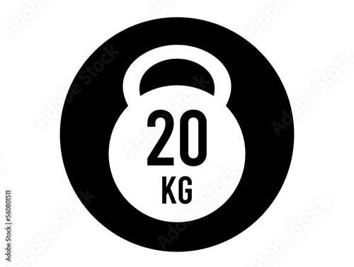 20 kg weight icon. Vector weight in kilograms isolated on white background