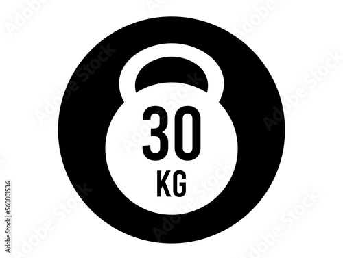 30 kg weight icon. Vector weight in kilograms isolated on white background