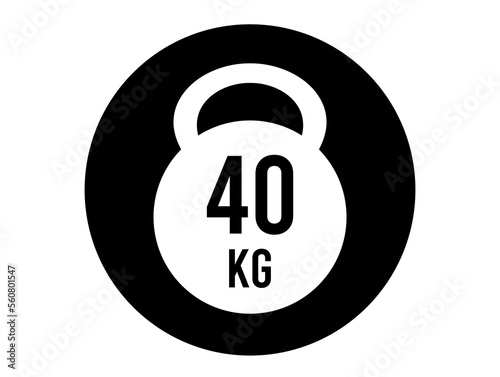 40 kg weight icon. Vector weight in kilograms isolated on white background