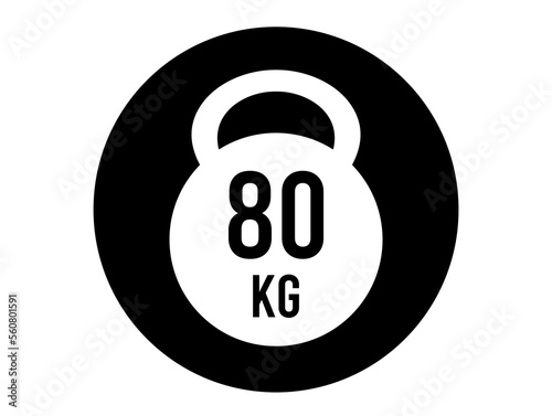 80 kg weight icon. Vector weight in kilograms isolated on white background