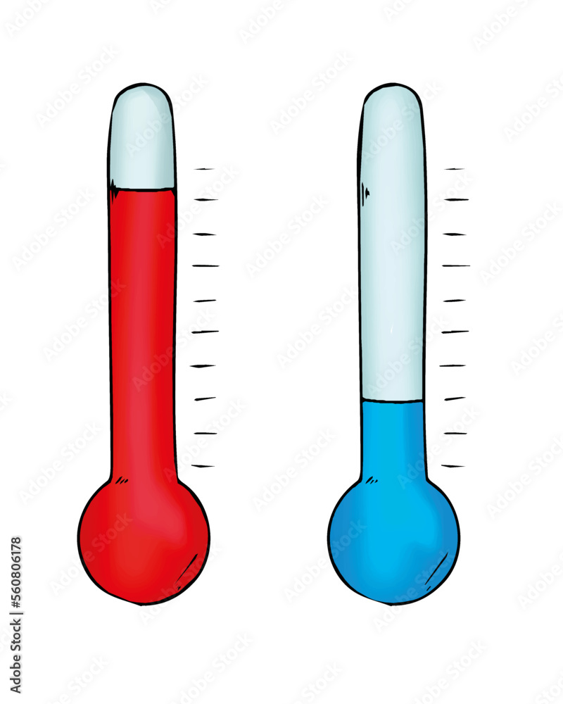 termómetro frio y calor dibujo Stock Vector | Adobe Stock