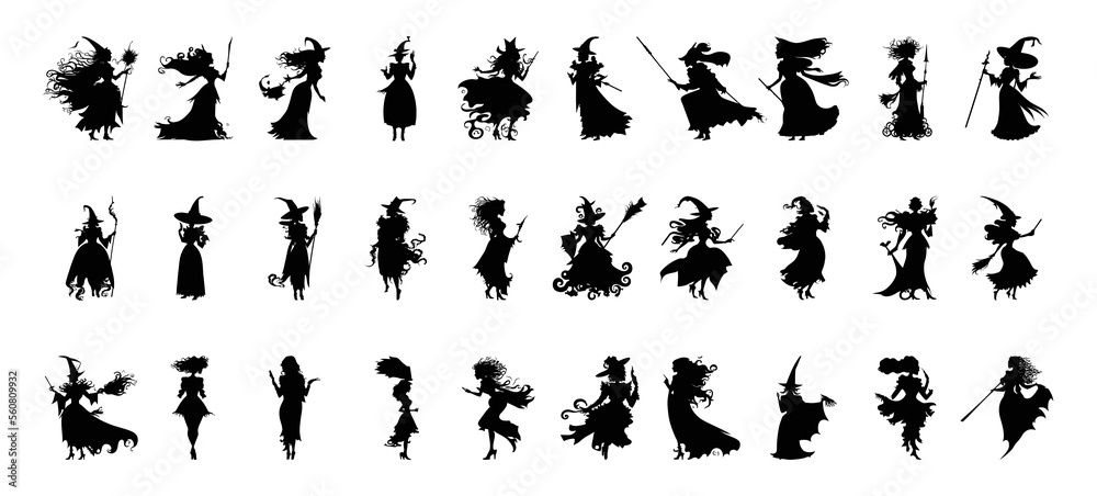 Witch silhouette collection in various poses