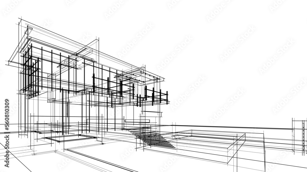 house building sketch architectural 3d illustration house building sketch architectural 3d illustration