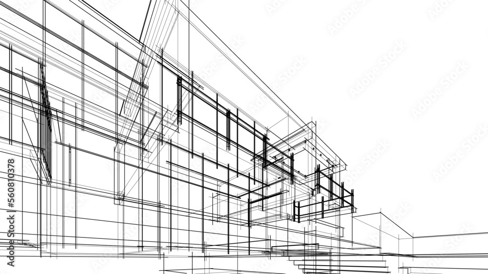 house building sketch architectural 3d illustration house building sketch architectural 3d illustration