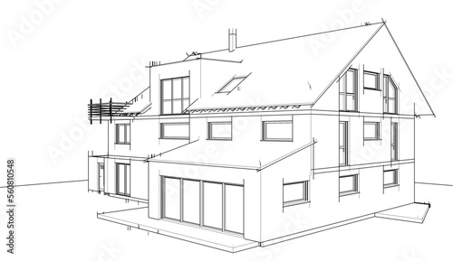 house building sketch architectural 3d illustration