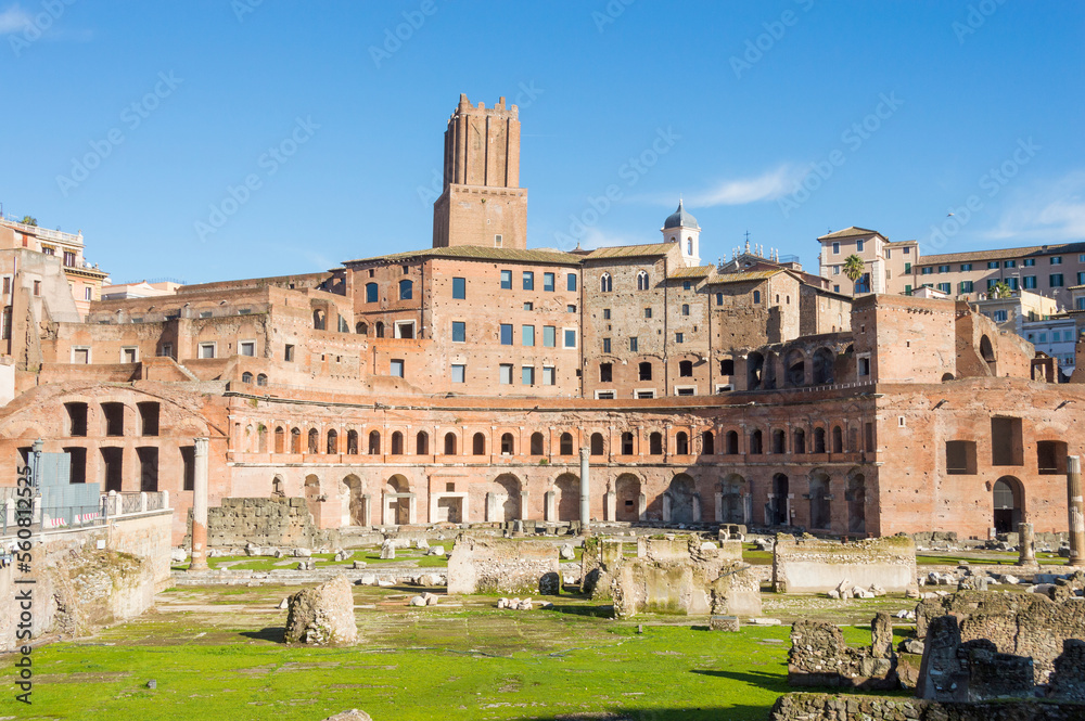 Ruins of Trajan's Forum and market in Rome, Italy