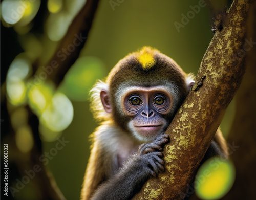 Portrait of beautiful squirrel monkey in the jungle 