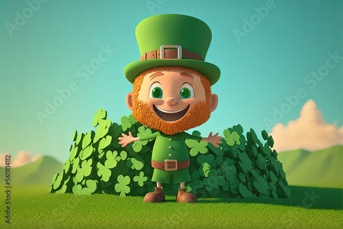 Cute Cartoon Leprechaun in ...