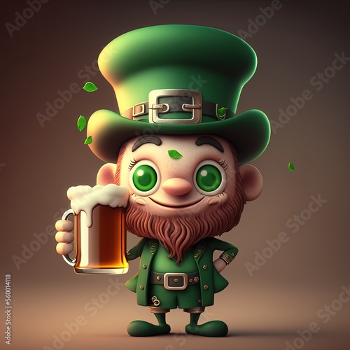 Cute Cartoon Leprechaun wit...