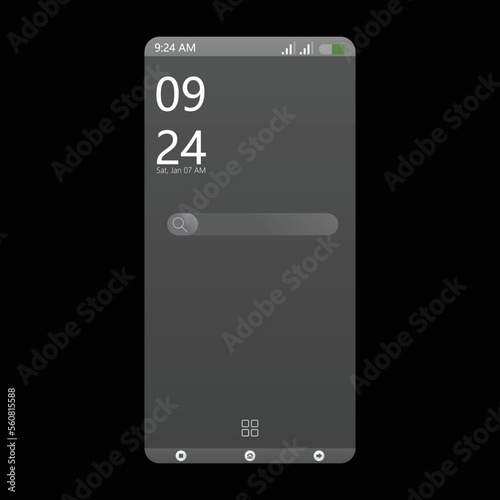 Smartphone glass morphism simple vintage UI design. Smart Phone home screen User interface vector graphics