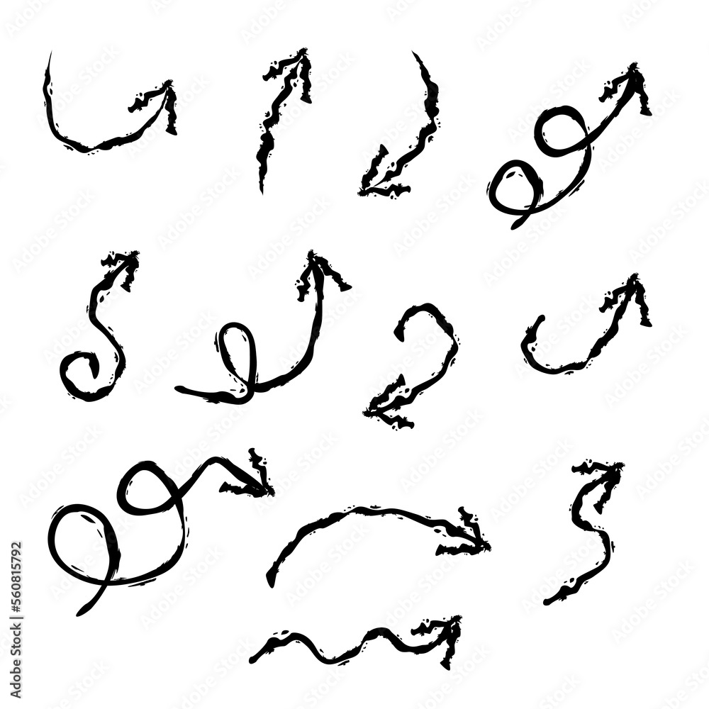 Obraz premium Hand drawn arrow vector icons set. sketch arrow design for business plan and education relevant vector