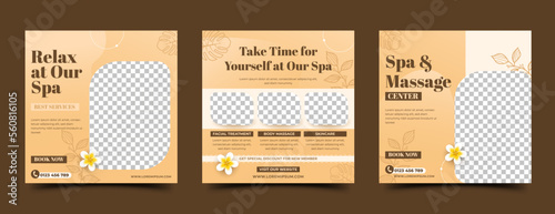 Set of Social media template design for Spa and Massage promotion services