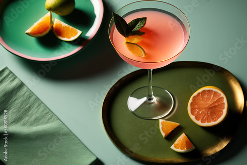 Glass of cold Cosmopolitan Cocktail	
