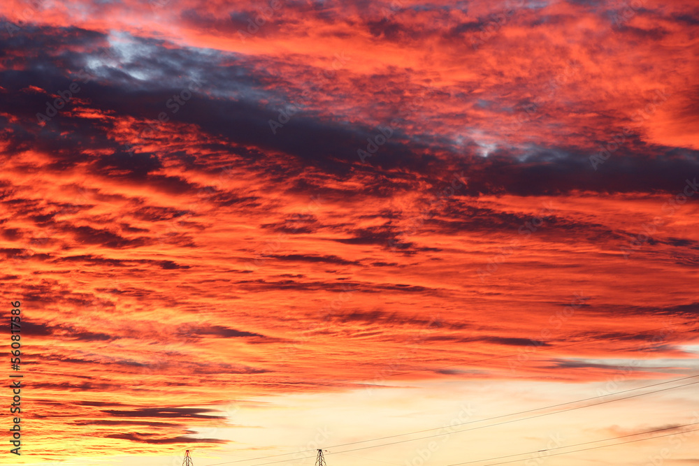 Fototapeta premium sky red sunset clouds evening