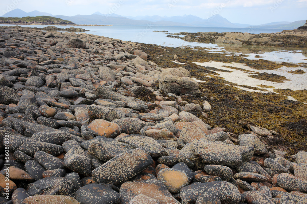 Coral beach with view on the Cuillins mountain range - Applecross - Highlands - Scotland - UK Coral beach with view on the Cuillins mountain range - Applecross - Highlands - Scotland - UK