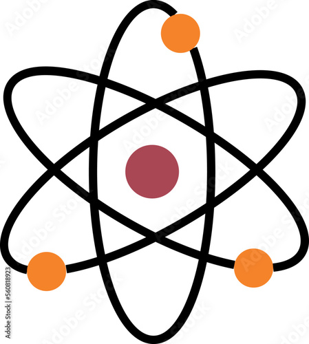 Atom model icon. Physics symbol. Science sign