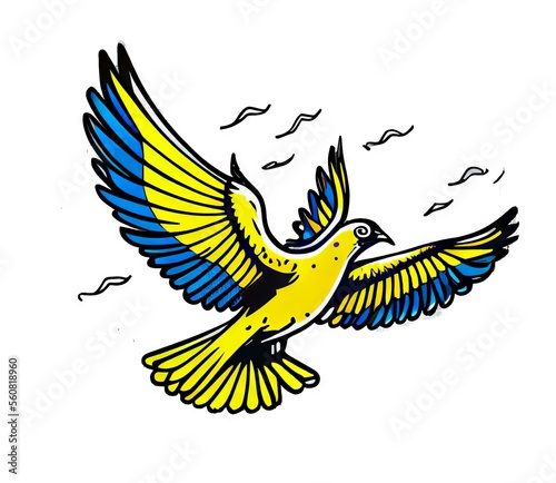 Flying bird as a symbol of peace. Support Ukraine