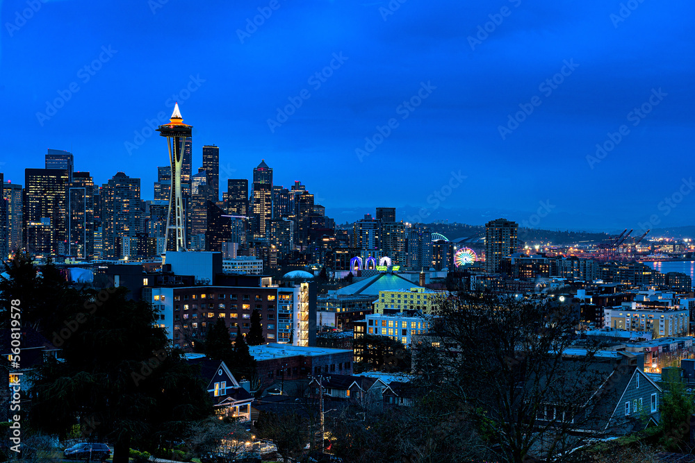 Obraz premium Seattle skyline at night
