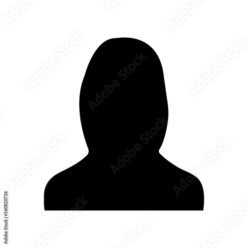 Woman silhouette icon. Vector avatar profile icon in silhouette