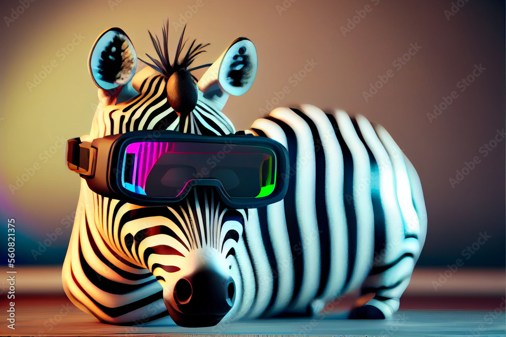 Zebra in VR Metaverse . generative artificial intelligence