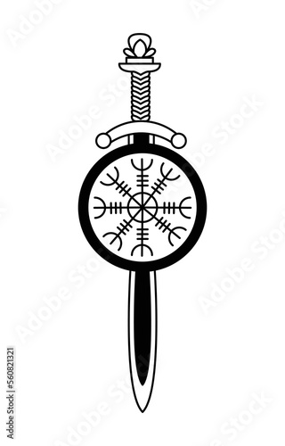 Viking Pendant, Vegvisir Pendant, Aegishjalmur Pendant, Sword and Shield 